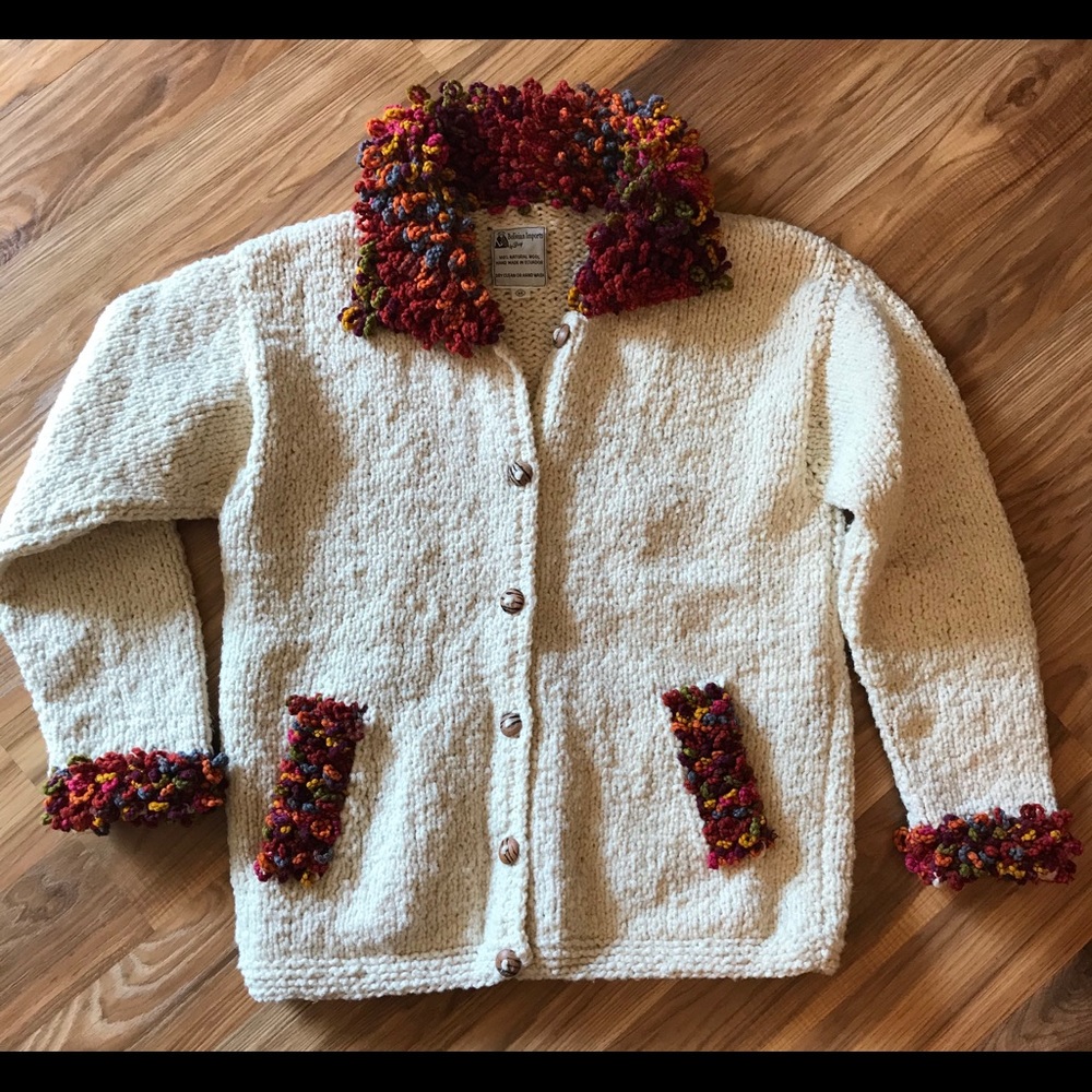 Bolivian Imports Wool Button Up Sweater, Med.